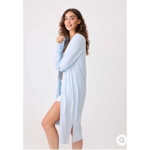 P.J. Salvage Pointelle Hearts Cardigan size XL Baby Blue  New Button Down